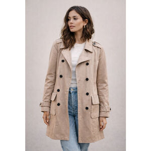 Oscar de la Renta Trench Coat Beige Double Breasted Classic Women’s 12